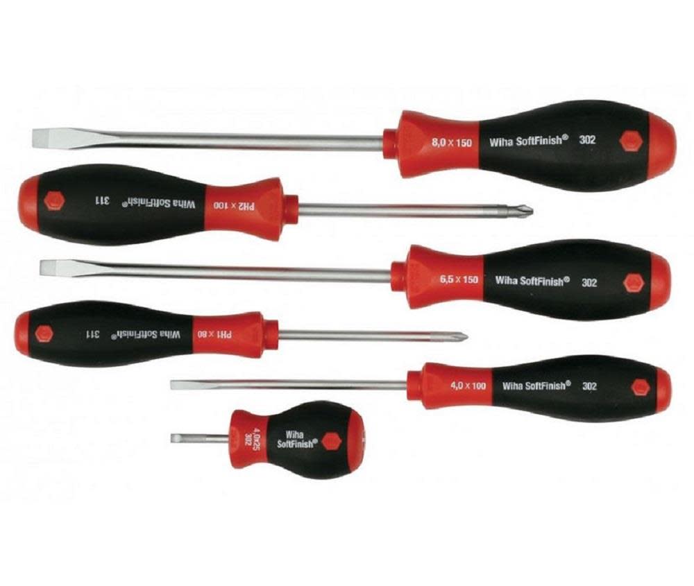Wiha SoftFinish Slotted & Phillips Screwdriver Set 6 Piece - Flockneti