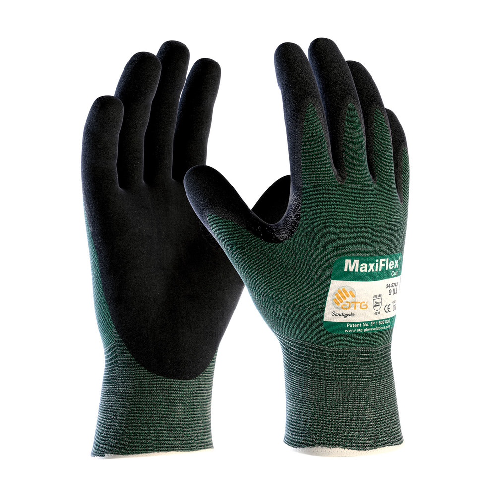 Protective Industrial Products MaxiFlex Cut Green Eng Yarn Shell Black Nitrile MicroFoam Grip A2 Medium - Flockneti
