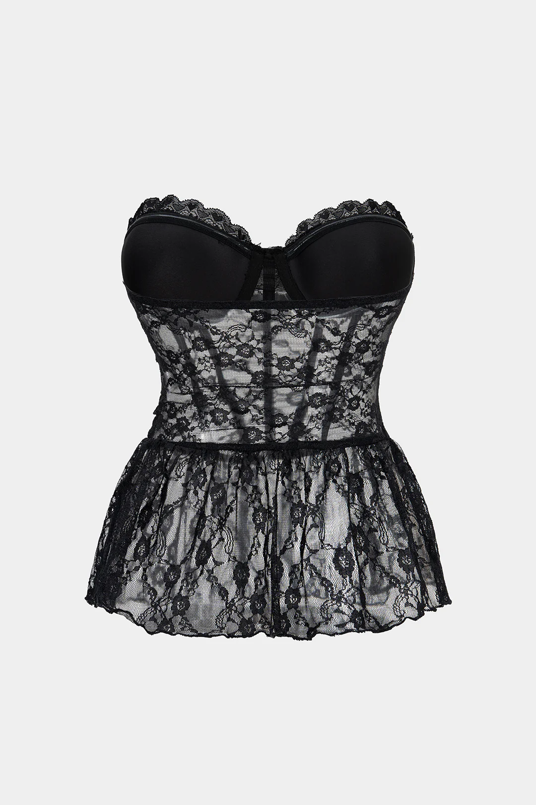 Sheer Lace Corset Tube Top - Flockneti