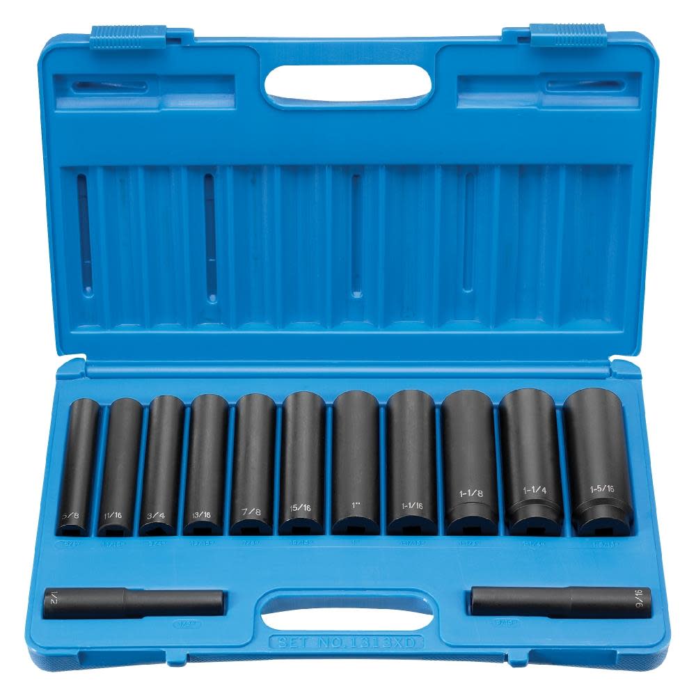 Grey Pneumatic 1/2″ Drive 13 Piece Extra-Deep Set - Flockneti