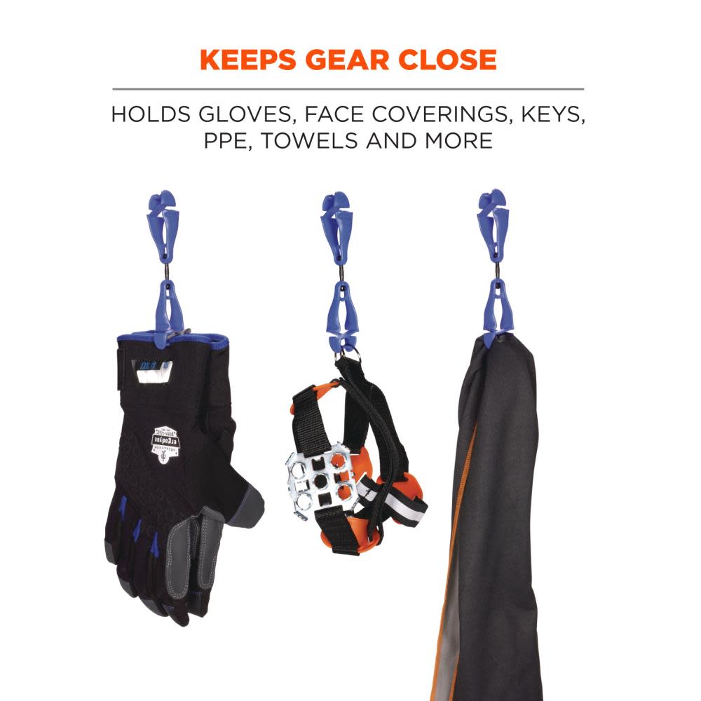 Ergodyne Squids 3420-BULK Swivel Glove Clip Holder Dual Clips Blue 100pk - Flockneti