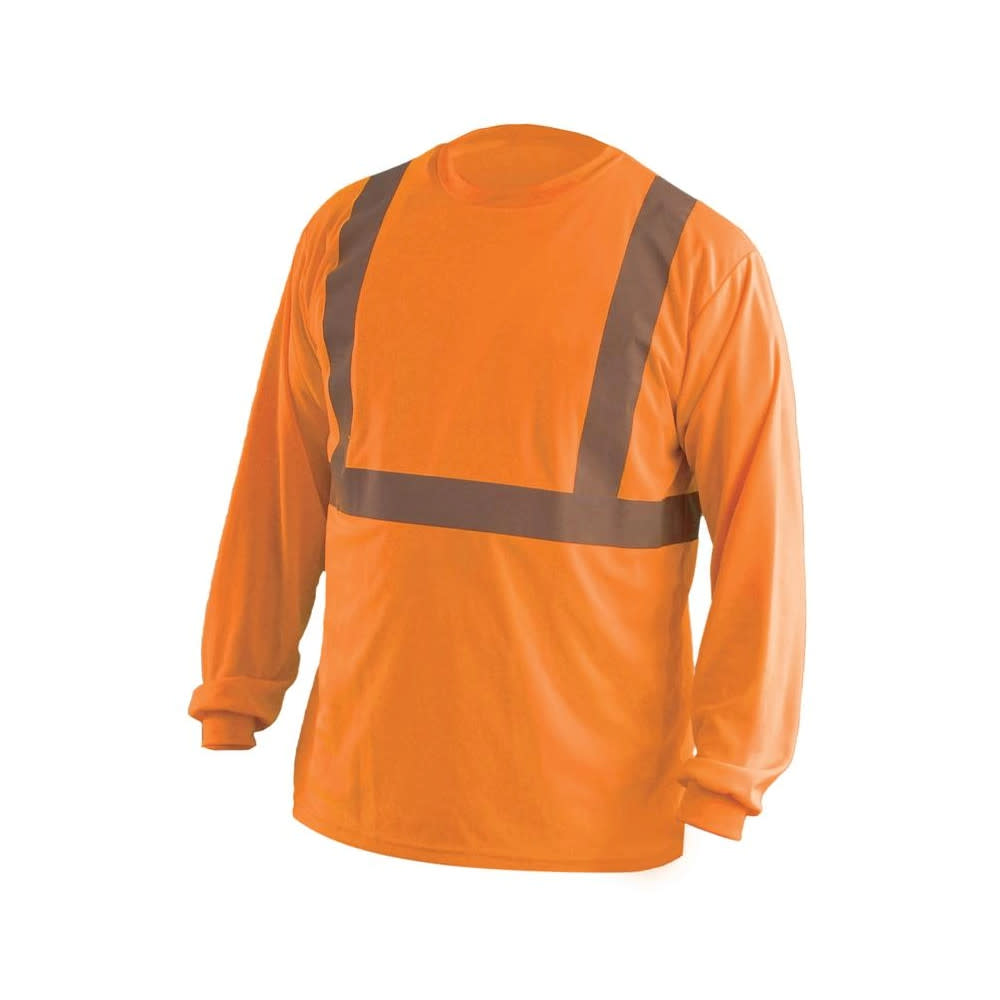 Occunomix Hi-Vis Orange Class 2 Classic Wicking Birdseye T-Shirt Long Sleeve XL - Flockneti