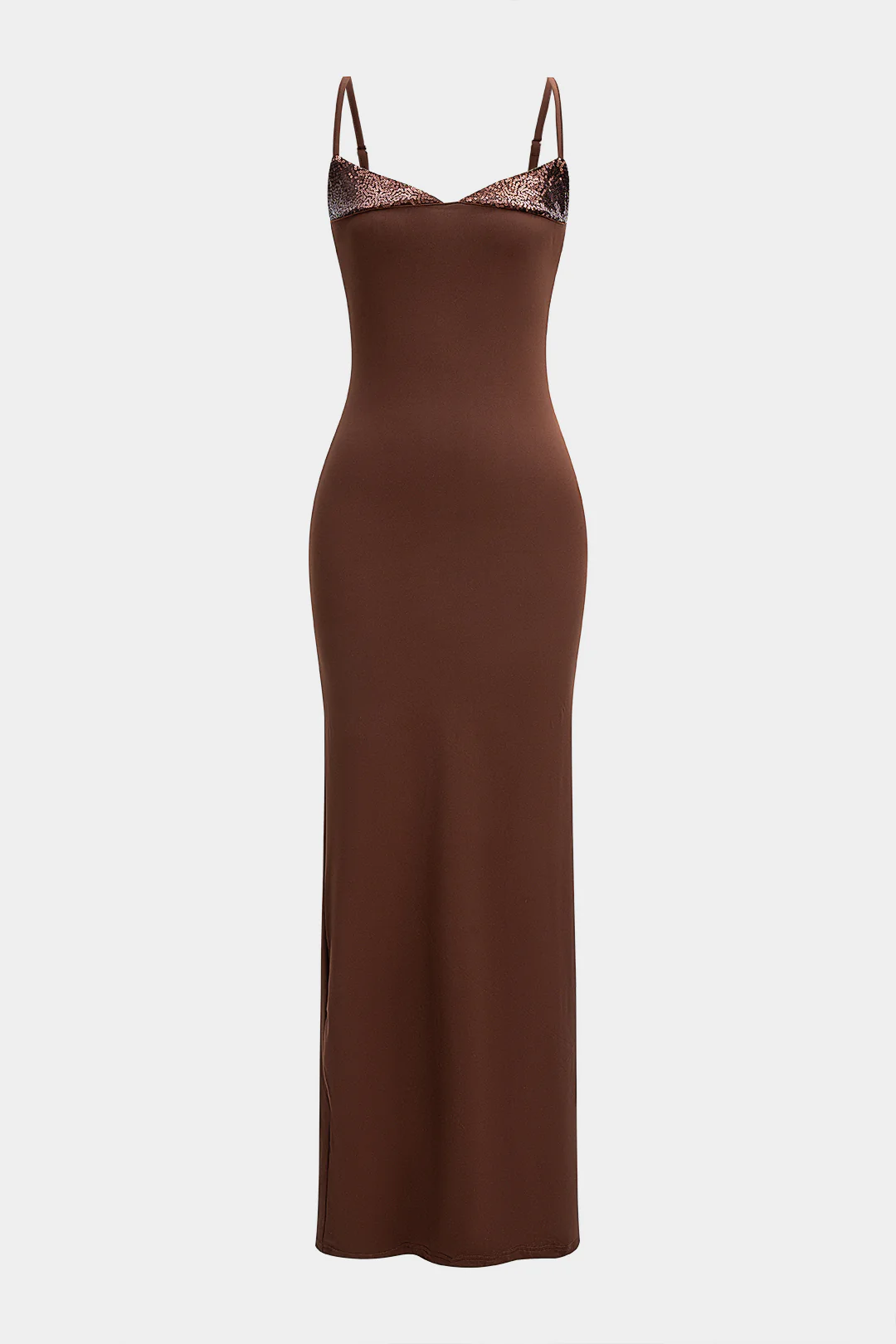 Sequins Patchwork Sleeveless Slip Maxi Dress - Flockneti