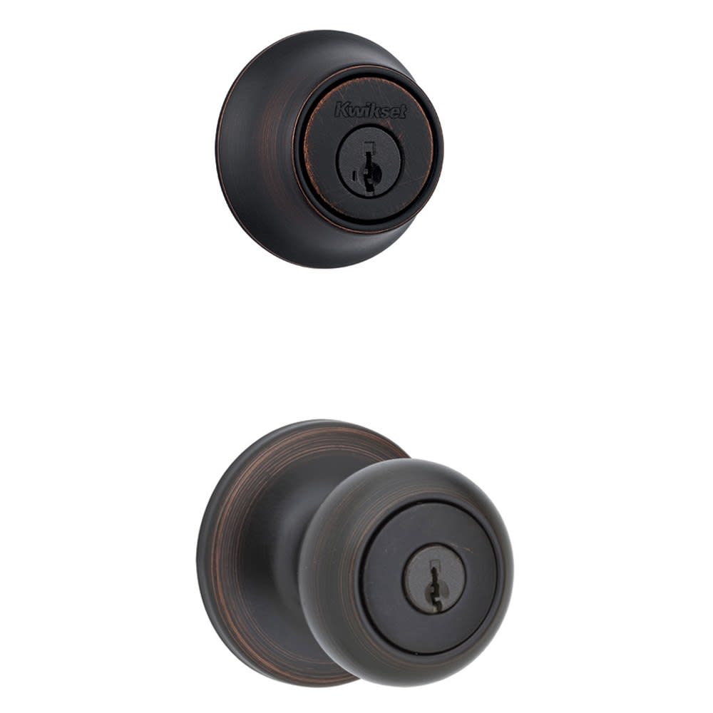 Kwikset Venetian Bronze Cove Door Knob & Single Cylinder Deadbolt Set - Flockneti