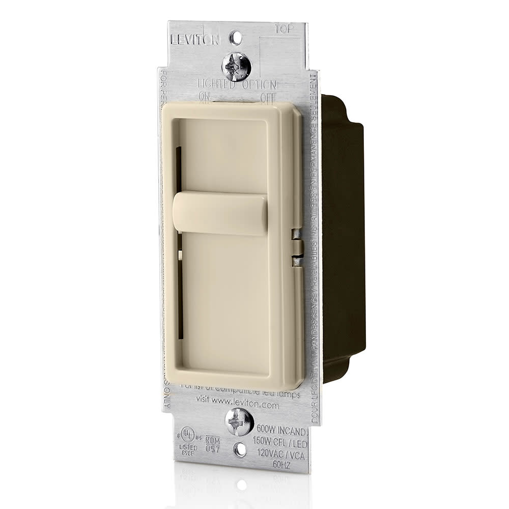 Leviton Incandescent/Halogen Slide Dimmer Switch Light Almond - Flockneti