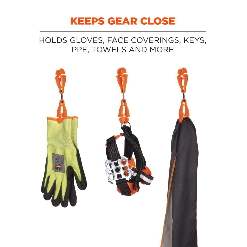 Ergodyne Squids 3420-BULK Swivel Glove Clip Holder Dual Clips Orange 100pk - Flockneti