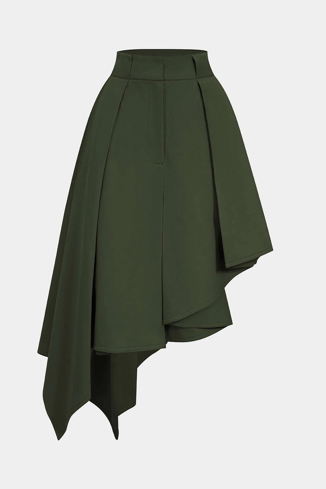 Solid Ruffle Hem Pleated Skirt - Flockneti
