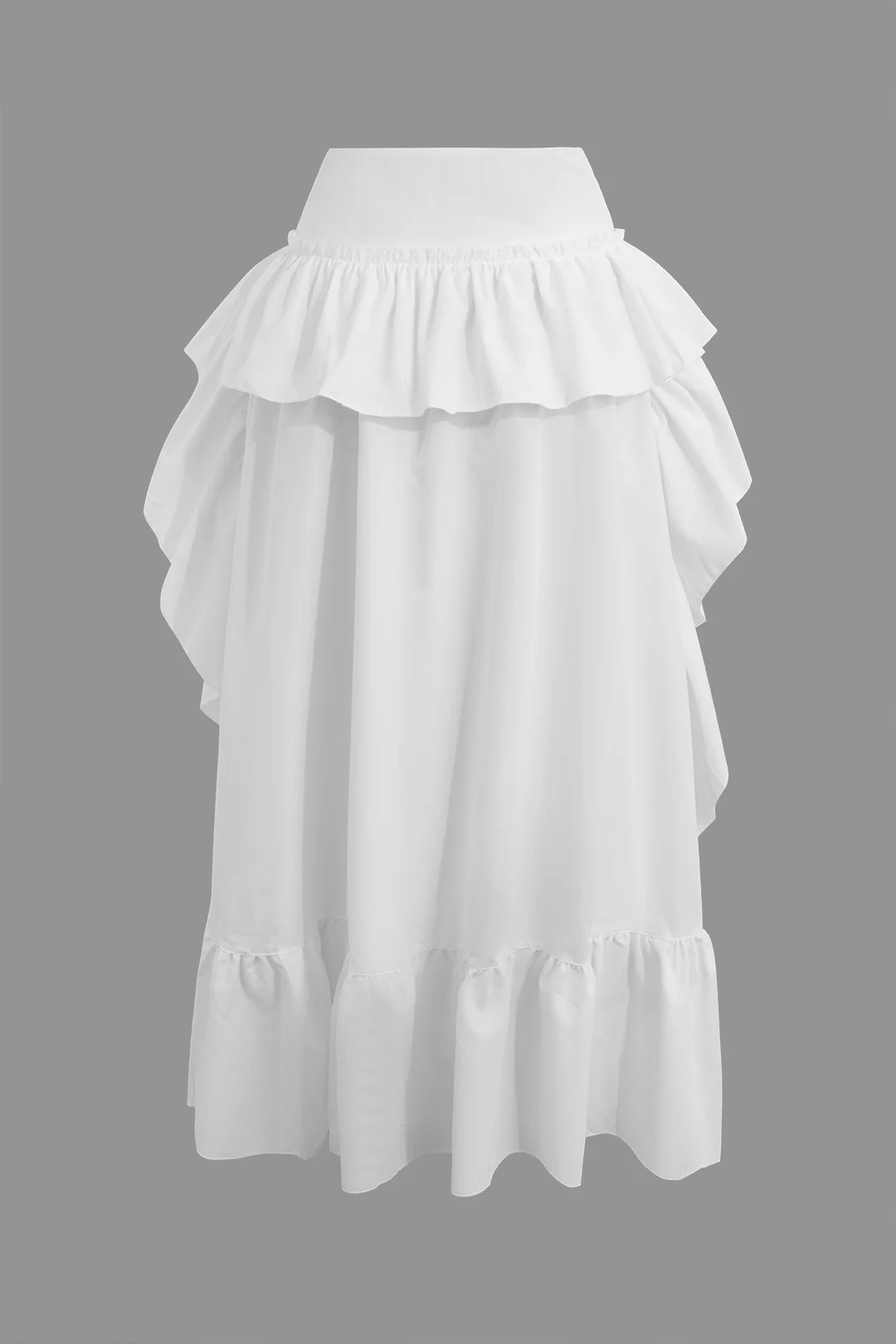 Ruched Ruffle Asymmetrical Skirt - Flockneti