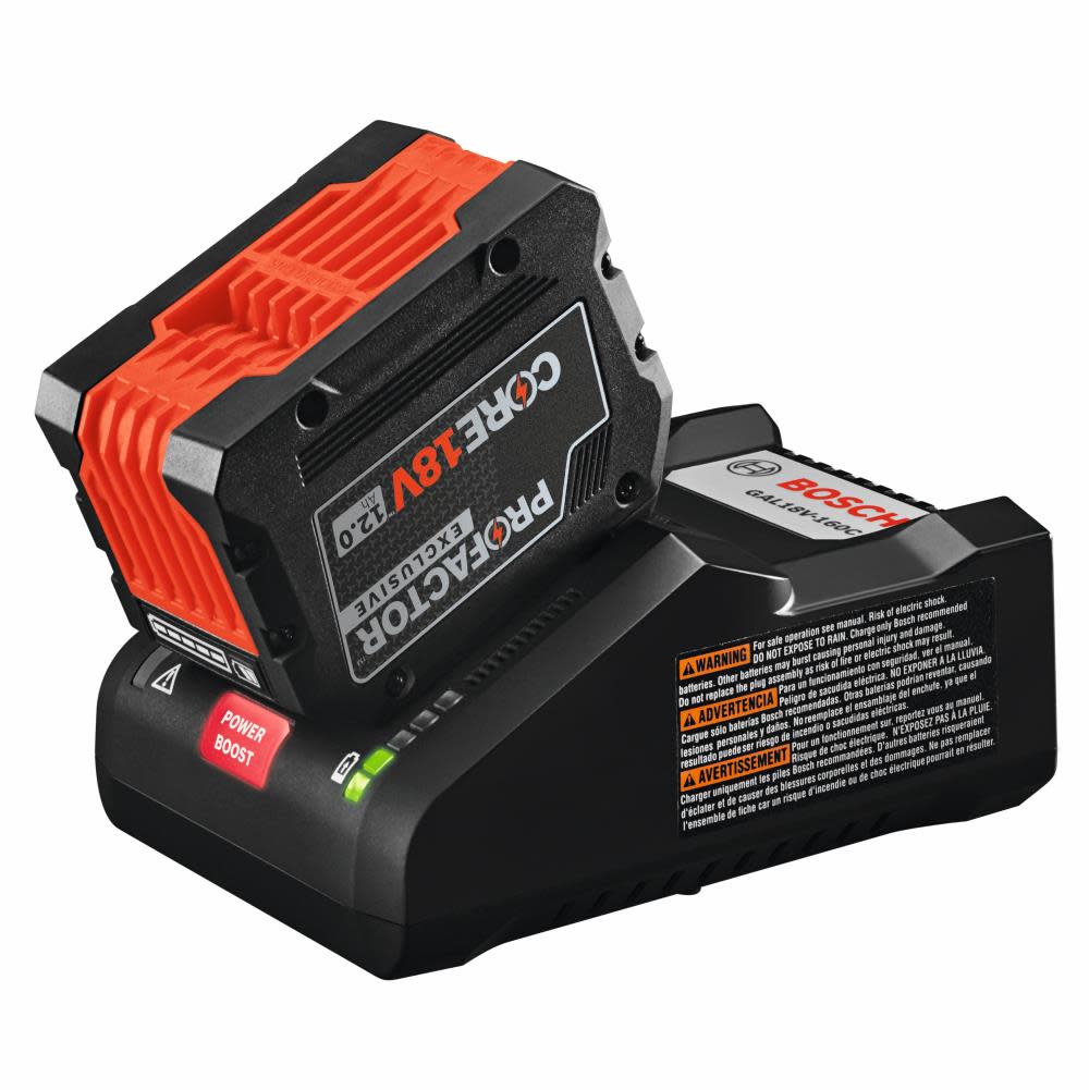 Bosch 18V CORE18V PROFACTOR Endurance Battery and Charger Starter Kit with 1 CORE18V 12Ah PROFACTOR Exclusive Battery and 1 GAL18V-160C 18V Lithium-Ion Battery Turbo Charger - Flockneti