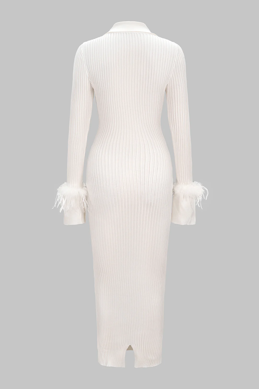 Knit Patchwork Polo Collar Long Sleeve Dress - Flockneti