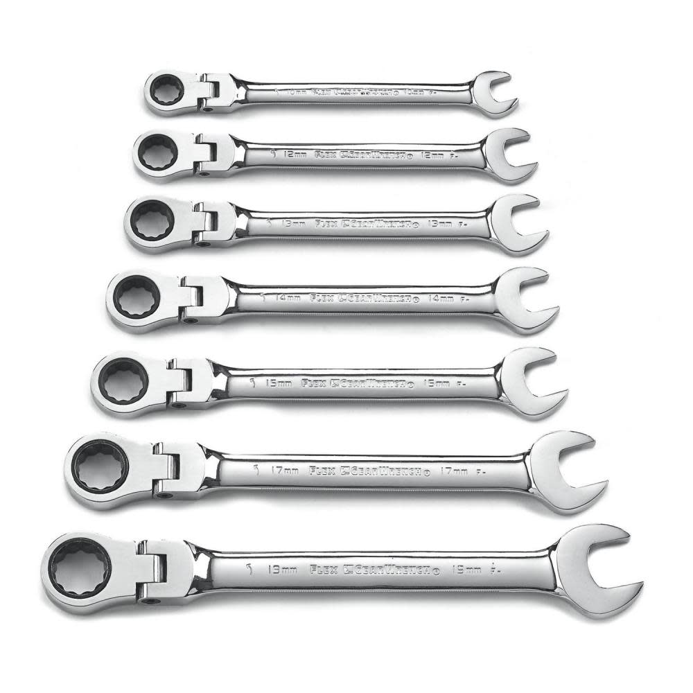 GEARWRENCH Ratcheting Wrench Set 7 pc. Metric Flex Combination - Flockneti