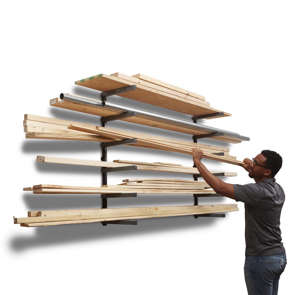 Bora Portamate Wood Rack 6 Tier Wall Mounted Gray/Black - Flockneti