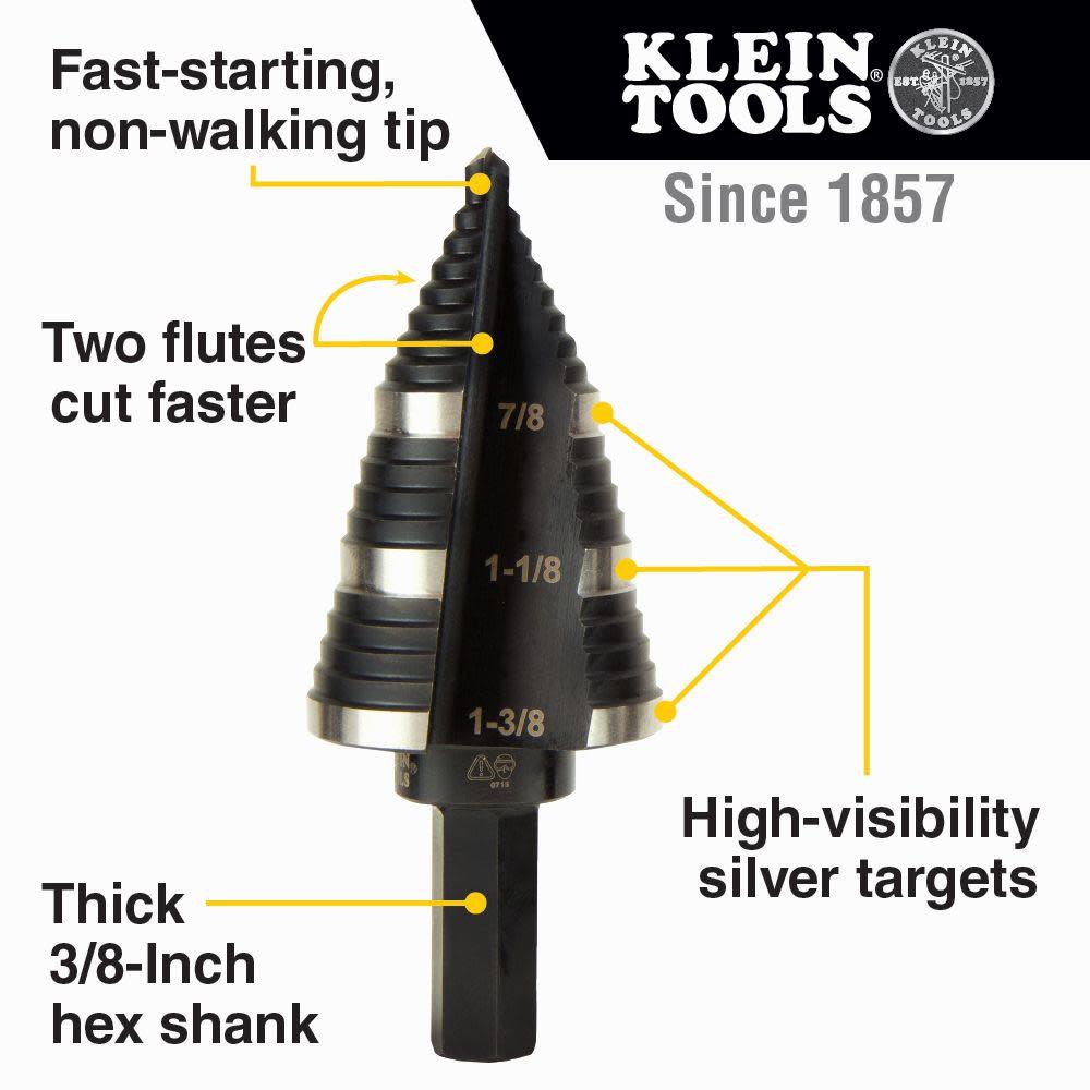 Klein Tools Step Drill Bit #1 Double-Fluted - Flockneti