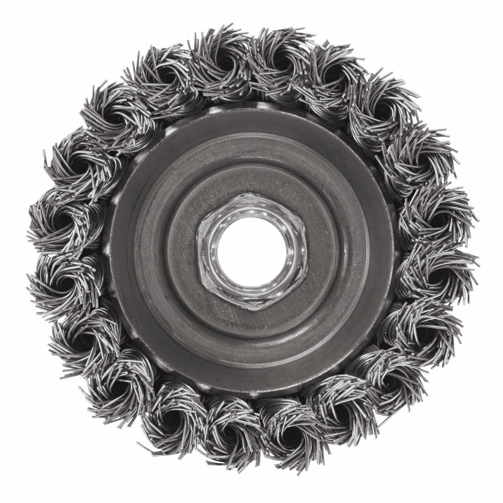 Bosch 3 In. Wheel Dia. 5/8 In.-11 Arbor Carbon Steel Knotted Wire Single Row Cup Brush - Flockneti