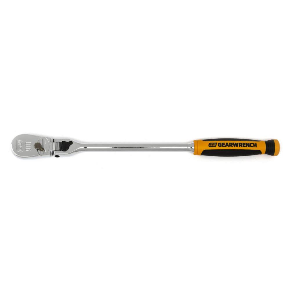 GEARWRENCH 3/8″ Drive 90-Tooth Dual Material Locking Flex Head Teardrop Ratchet 13″ - Flockneti