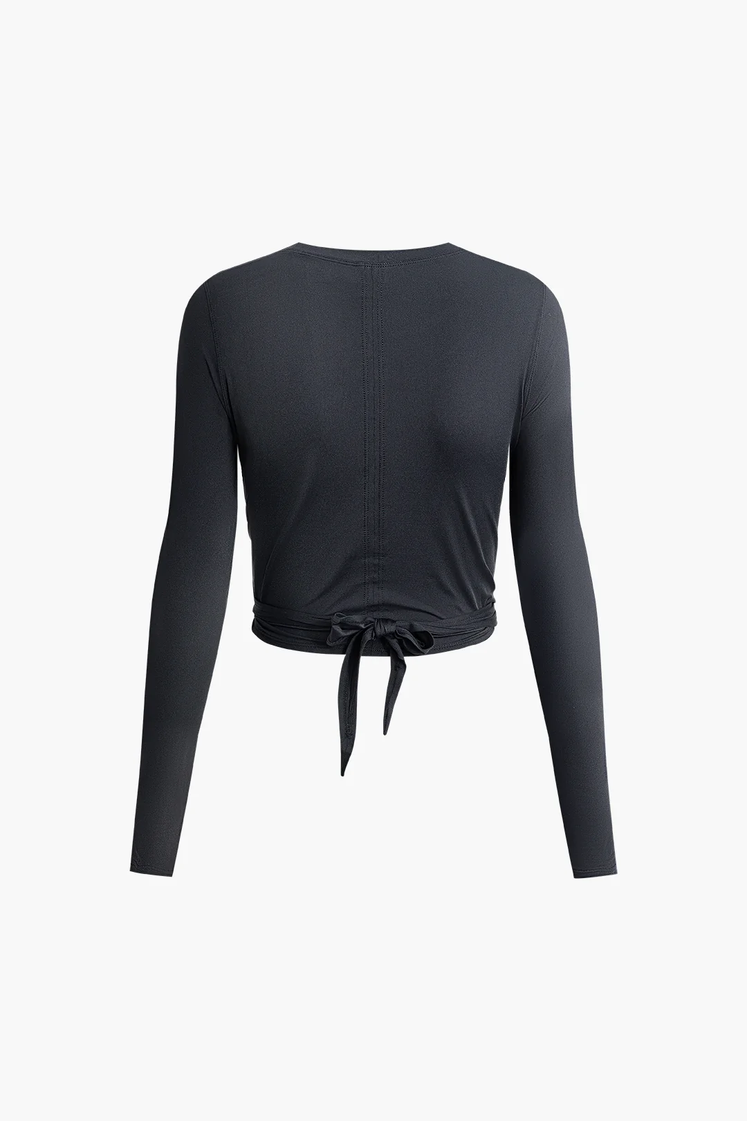 Ruched Crossed Tie Up Long-Sleeve Sports Top - Flockneti