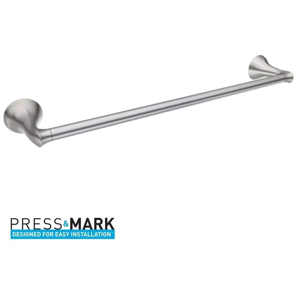 Moen Darcy Brushed Nickel 18″ Towel Bar with Press & Mark Stamp - Flockneti