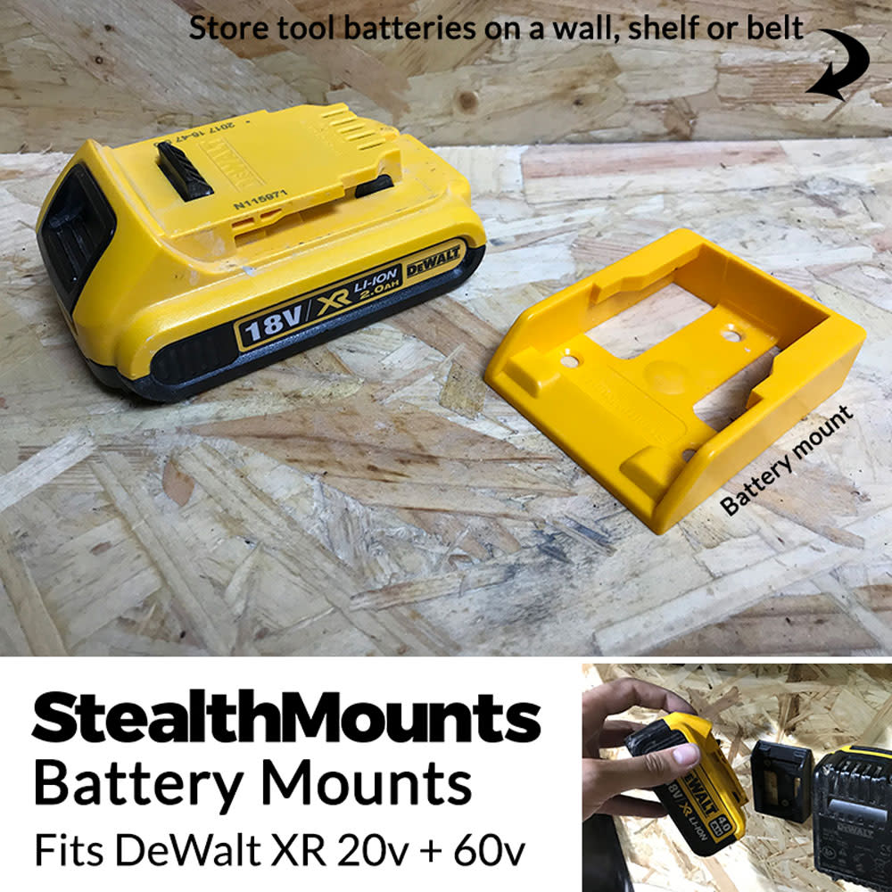 Stealthmounts Battery Mount DEWALT XR 20V 60V Yellow 6pk - Flockneti