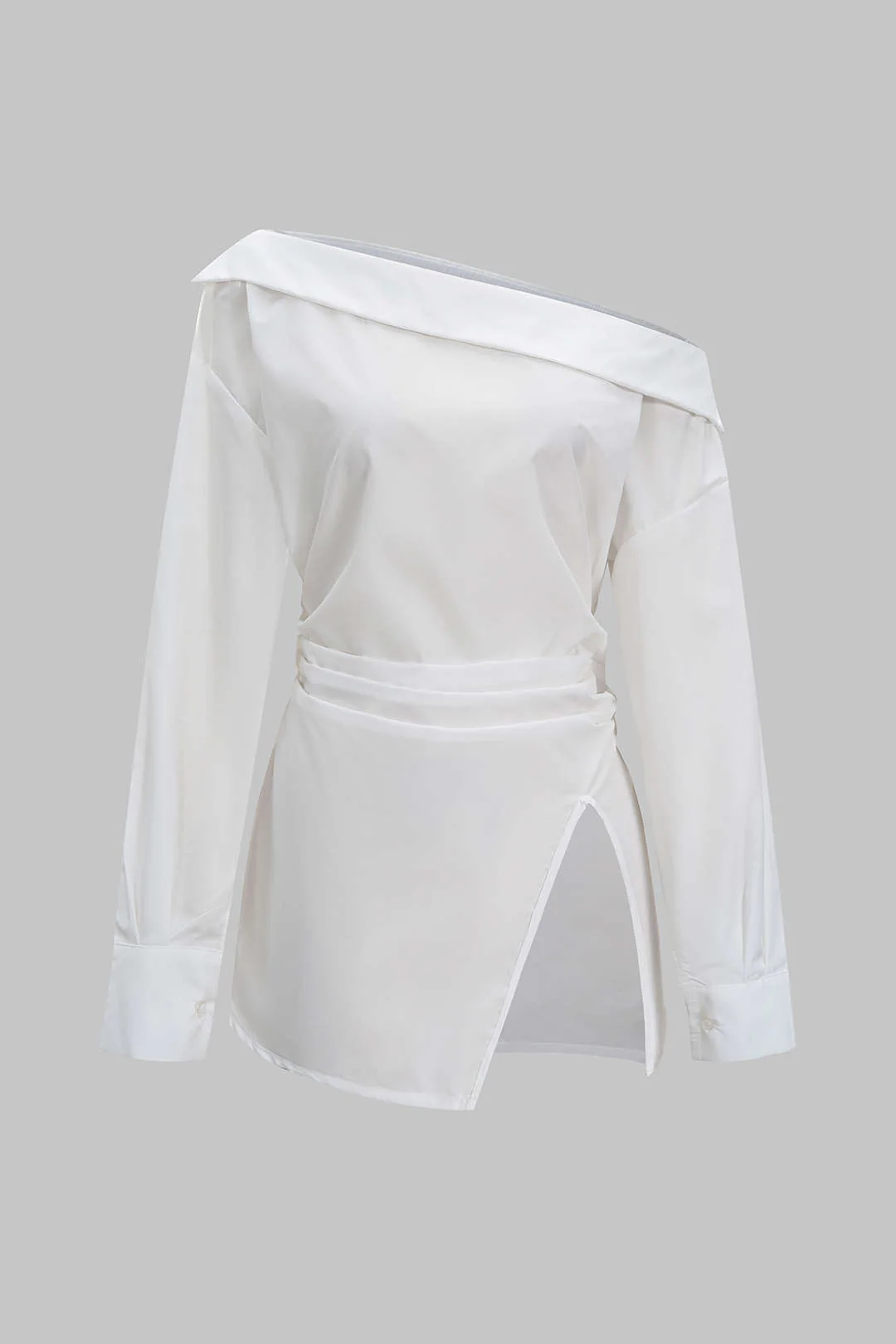 Off Shoulder Ruched Long-Sleeve Shirt - Flockneti