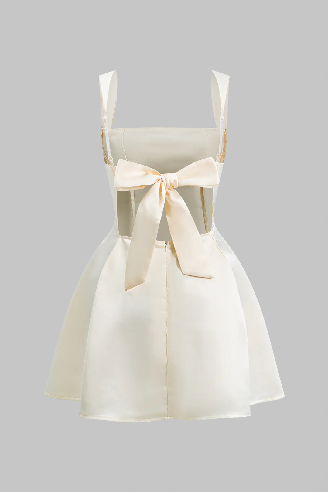 Tie Back Zipper Backless Slip Mini Dress - Flockneti