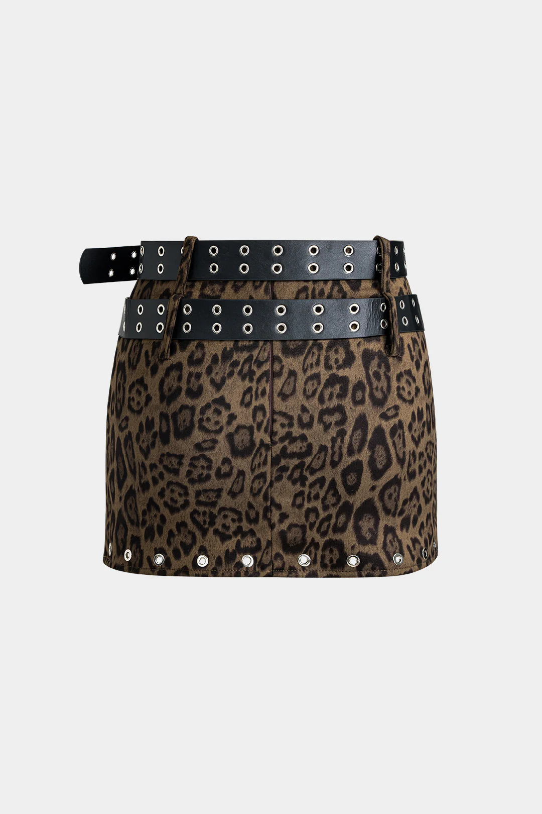 Suede Double Waist Belt Decor Skirt - Flockneti