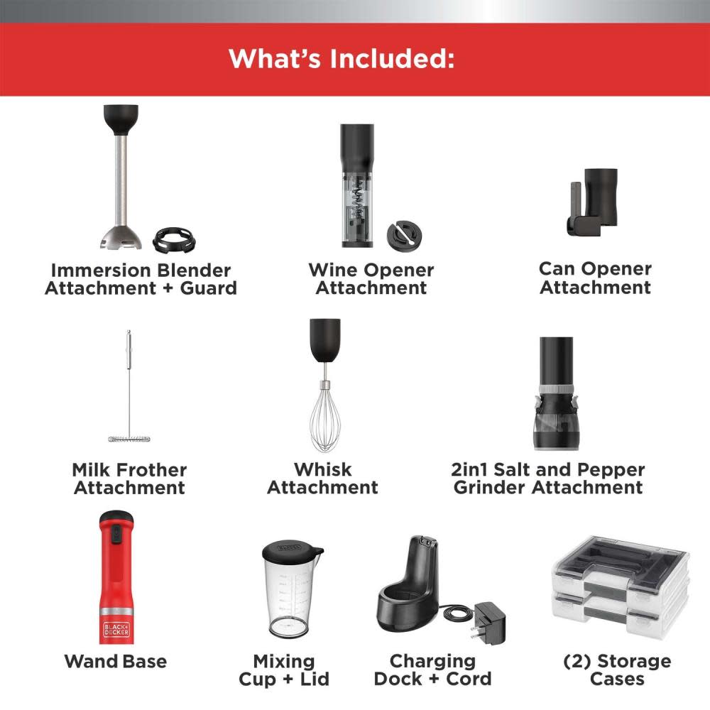 Black and Decker kitchen wand Cordless 6 in 1 Kitchen Multi Tool Red - Flockneti