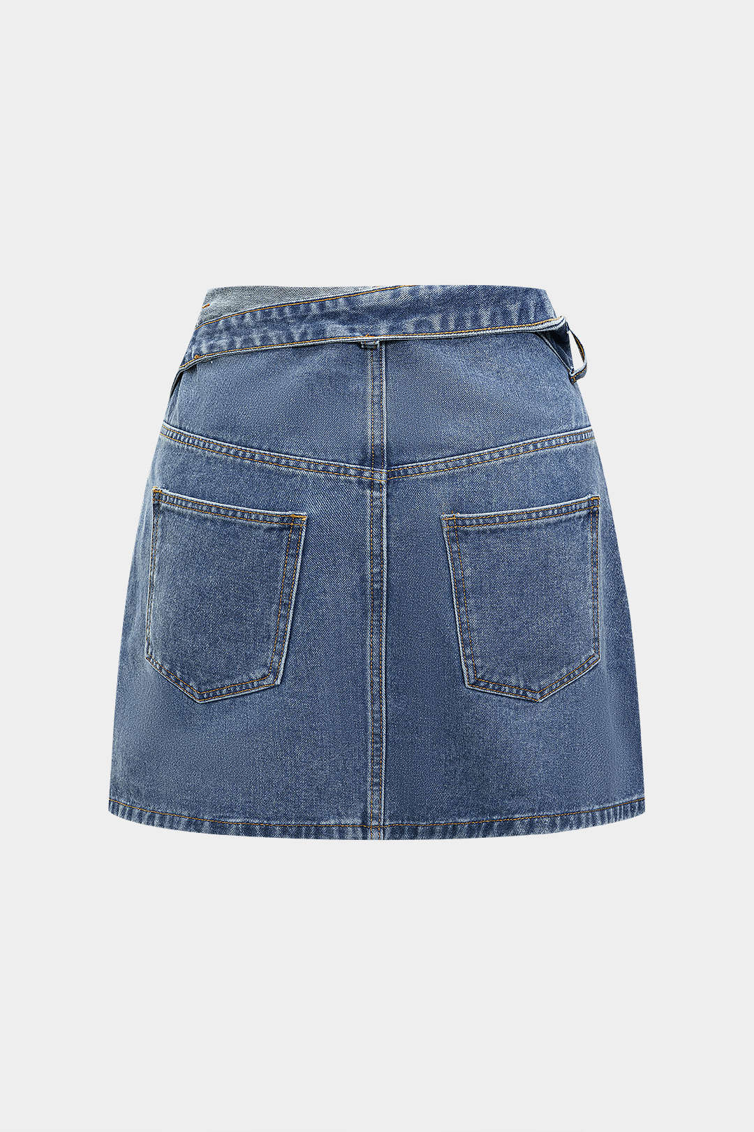 Denim Asymmetrical Pocket Skirt - Flockneti