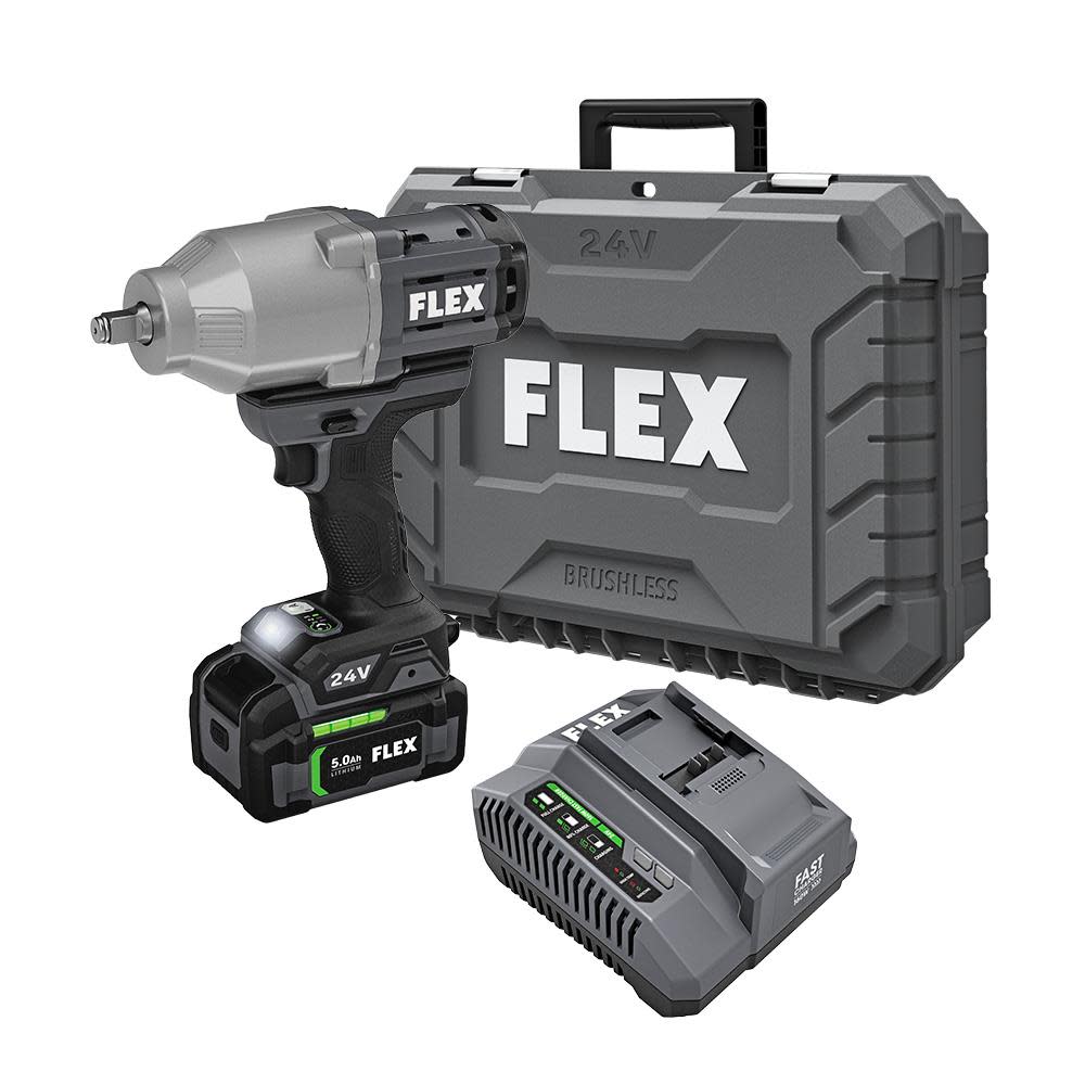 FLEX 24V 1/2-In. High Torque Impact Wrench Kit - Flockneti