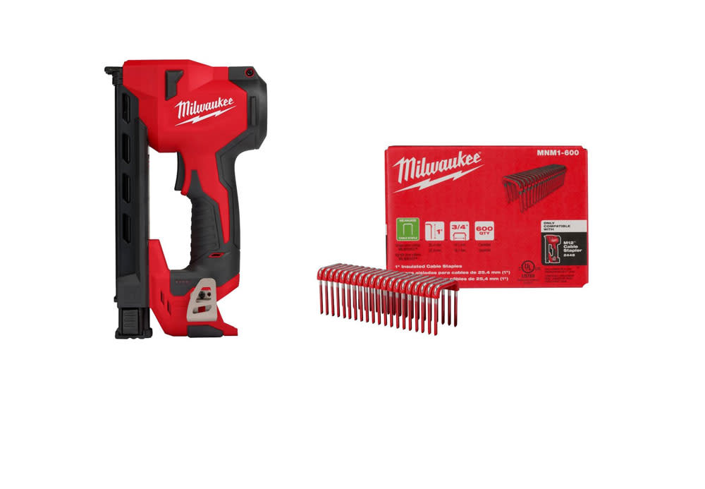 Milwaukee M12 Cable Stapler Bare Tool with 1″ Staples 600qty Bundle - Flockneti