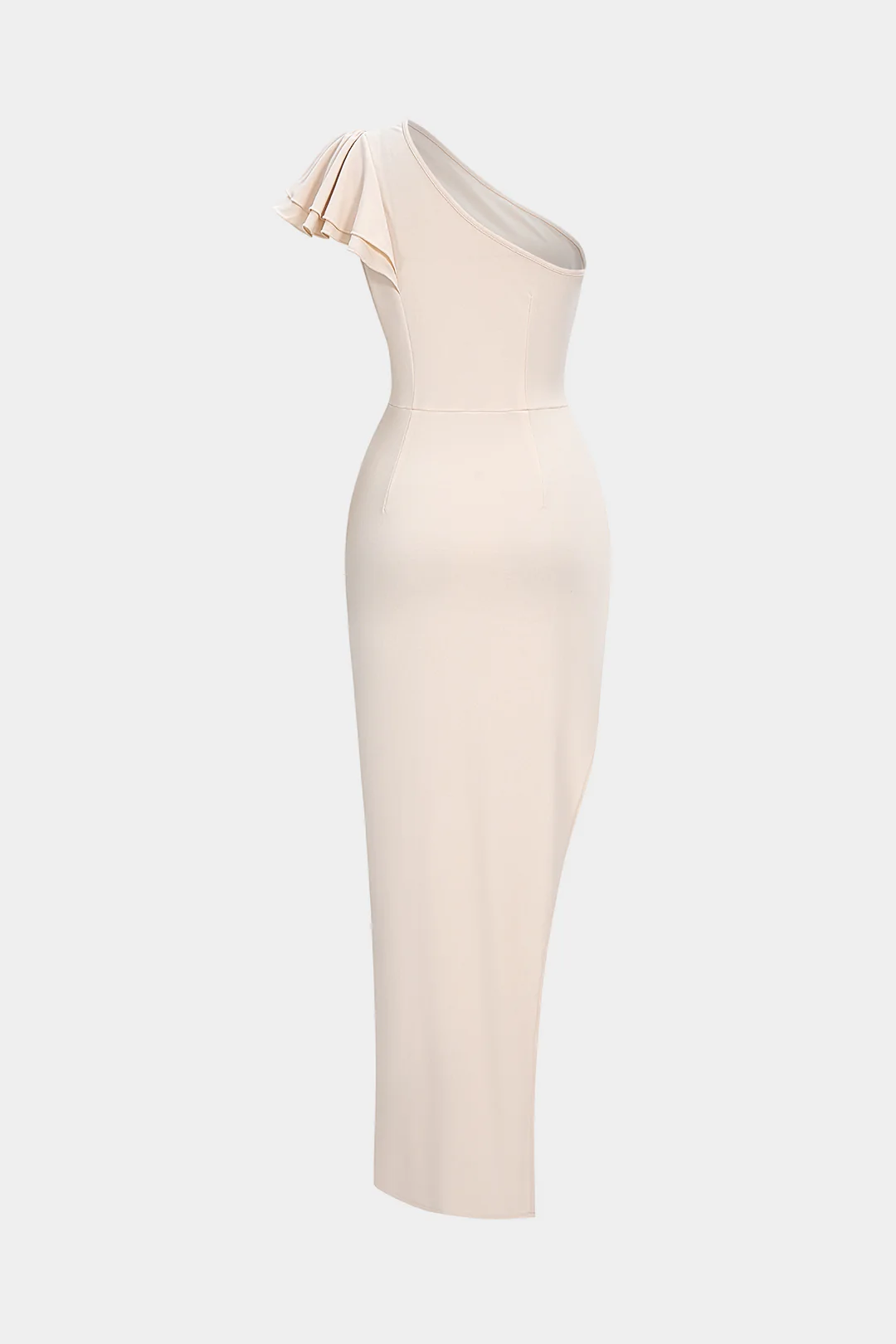 Ruffle Asymmetrical Shoulder Cut Out Sleeveless Midi Dress - Flockneti