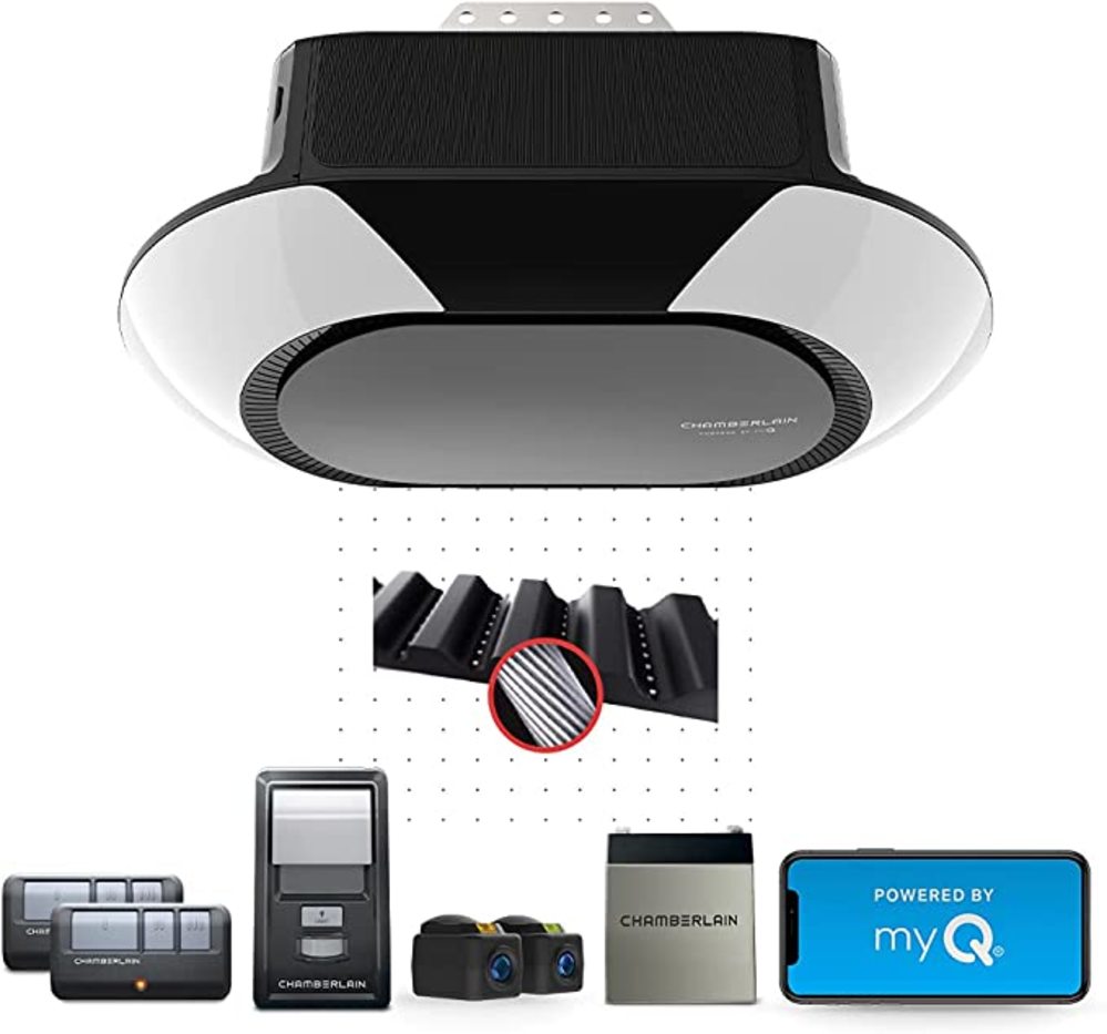 Chamberlain 1 1/4 HP LED Wi Fi Belt Drive Garage Door Opener with Battery Backup - Flockneti