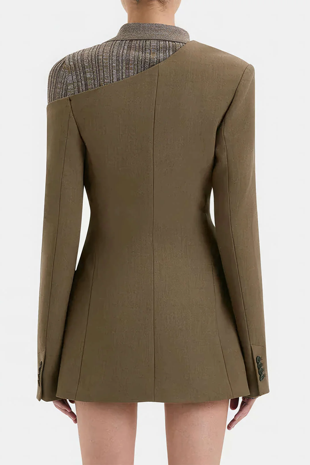 Notched Lapel Asymmetrical Long Sleeve Mini Dress - Flockneti