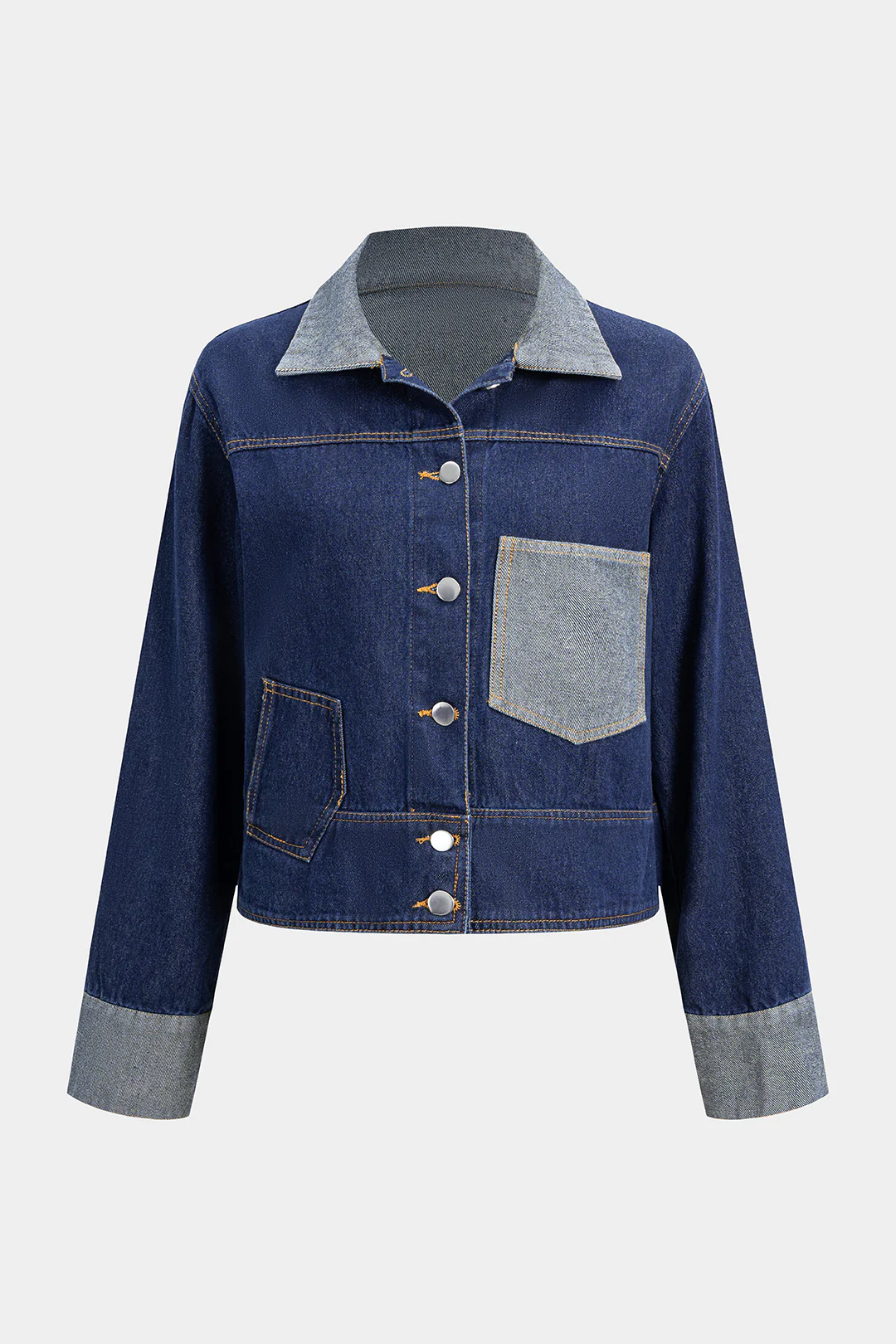 Denim Button Patchwork Outerwear - Flockneti