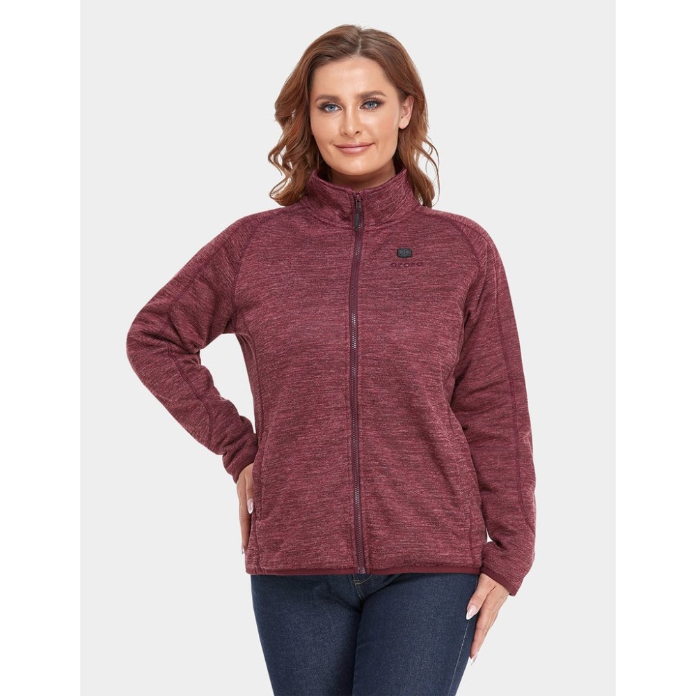ORORO Womens Maroon Heated Fleece Jacket Kit Large - Flockneti