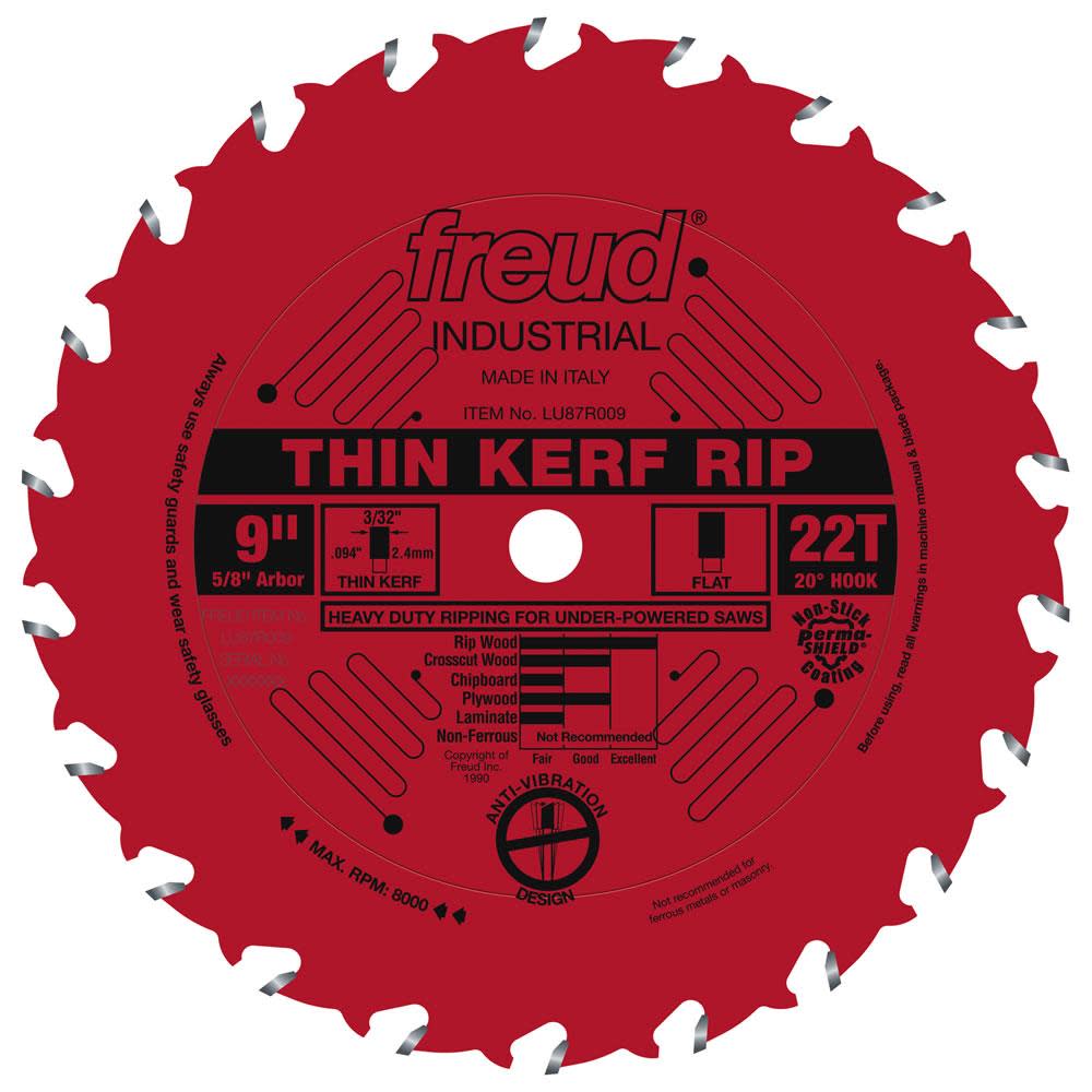 Freud 9″ Thin Kerf Rip Blade with Perma-SHIELD Coating - Flockneti