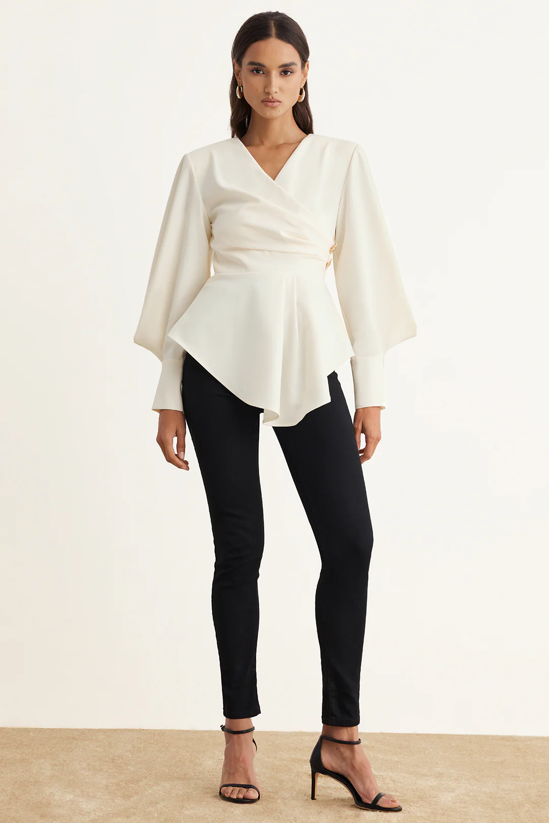 Asymmetrical Zipper Ruched Long-Sleeve Shirt - Flockneti