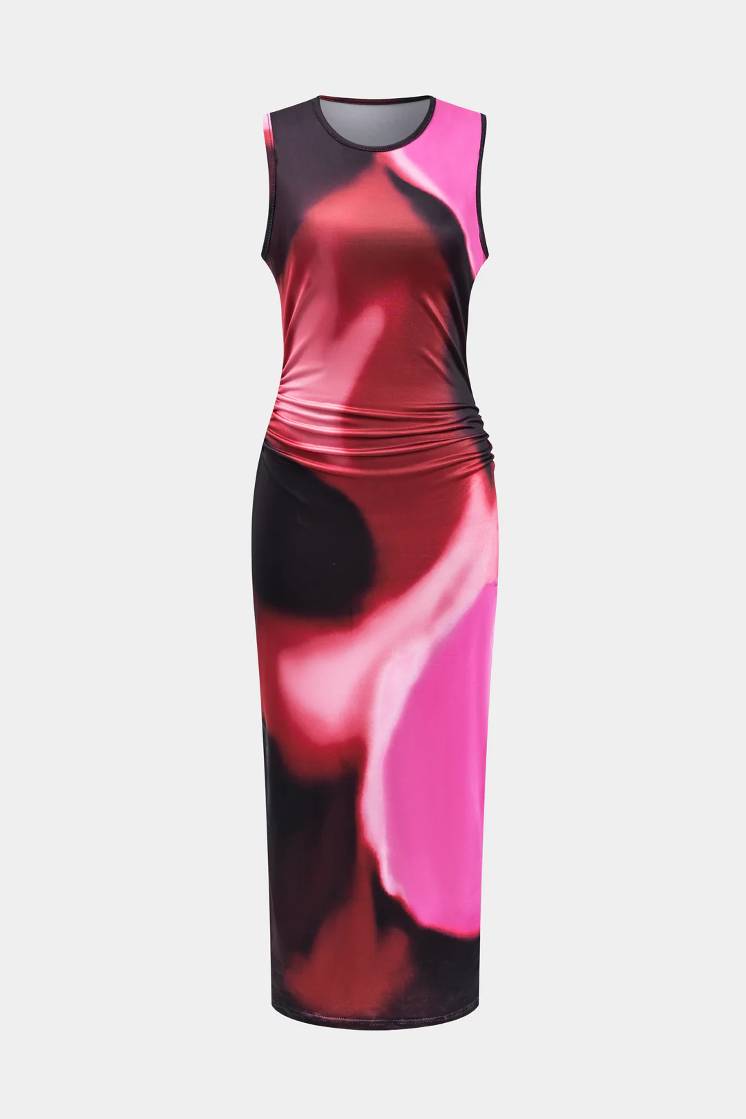 Heart Print Contrast Sleeveless Maxi Dress - Flockneti