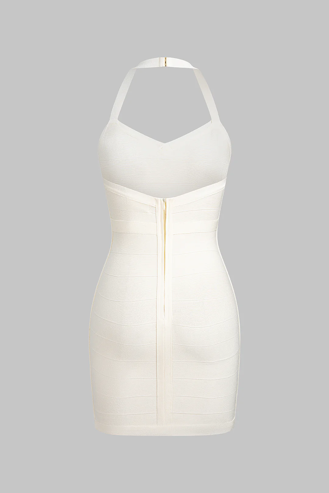 Halter V-Neck Buckle Backless Sleeveless Mini Dress - Flockneti