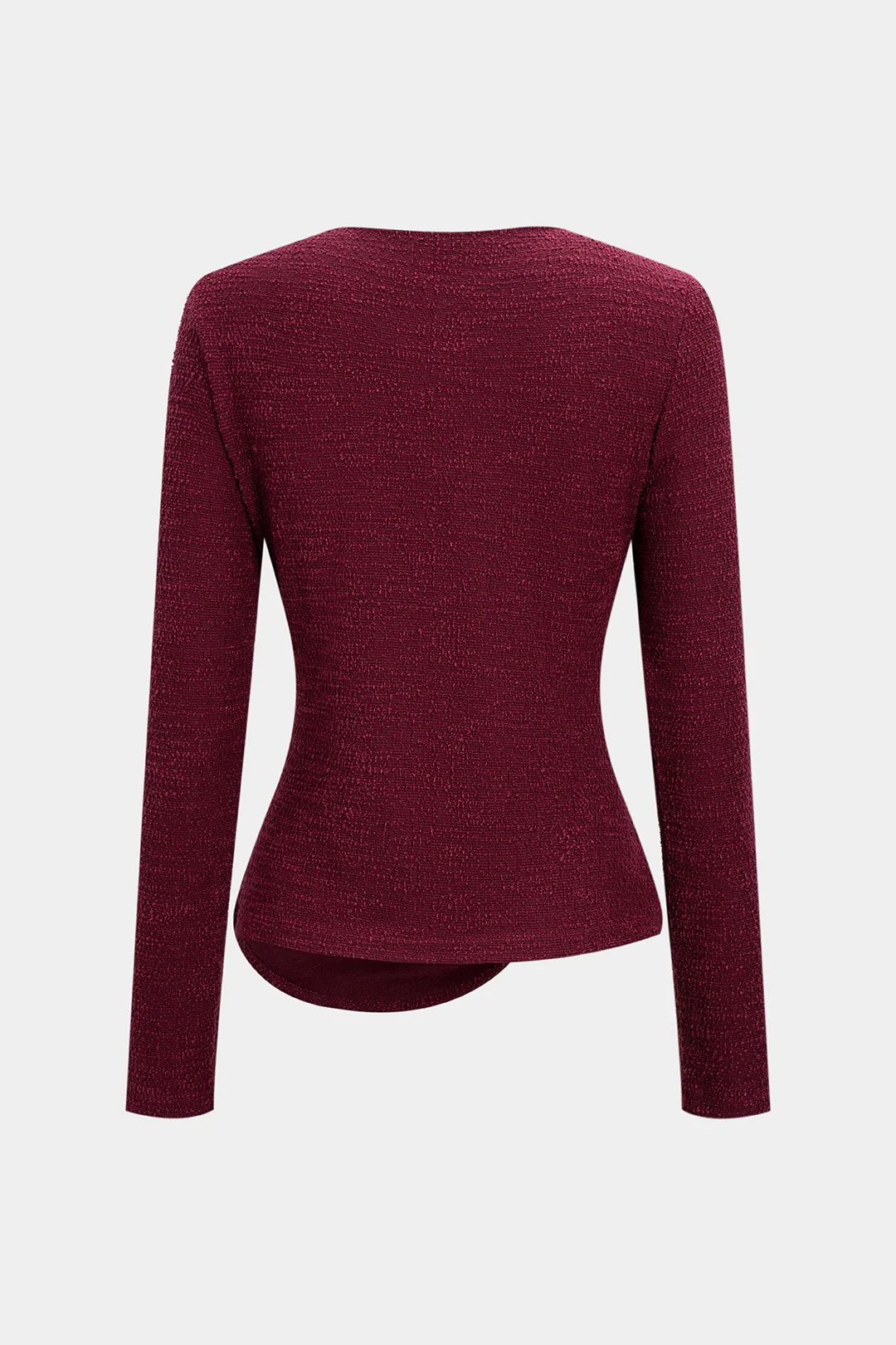 Metallic Decor Texture Long-Sleeve Top - Flockneti