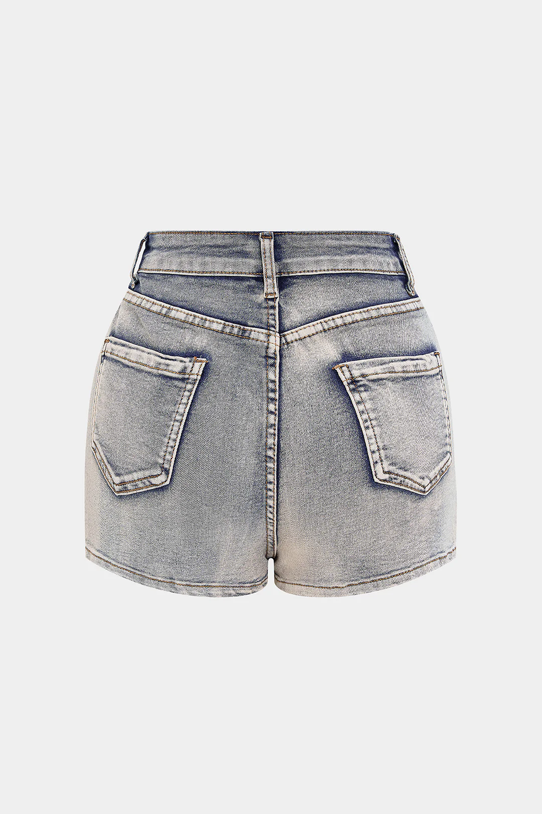 Denim Zipper Patchwork Washed Skirt - Flockneti
