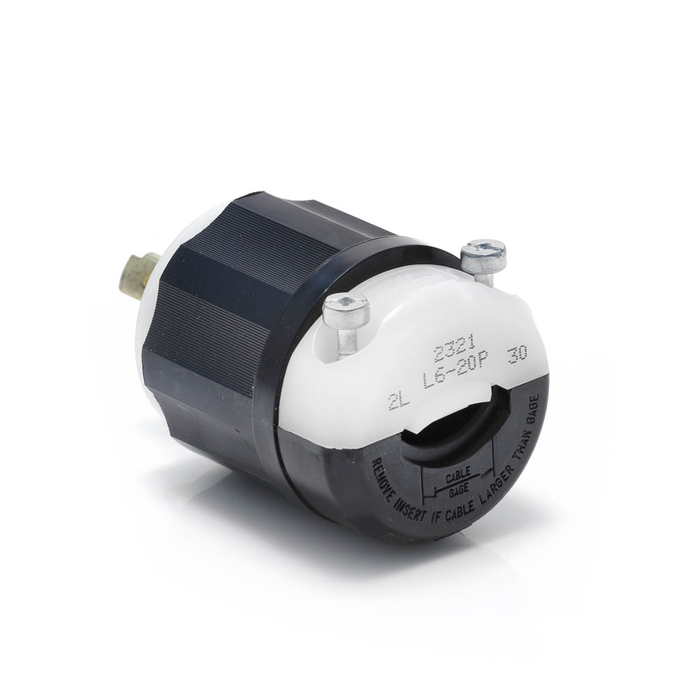 Leviton 20A 250V 2 Pole 3 Wire Black & White Locking Plug - Flockneti