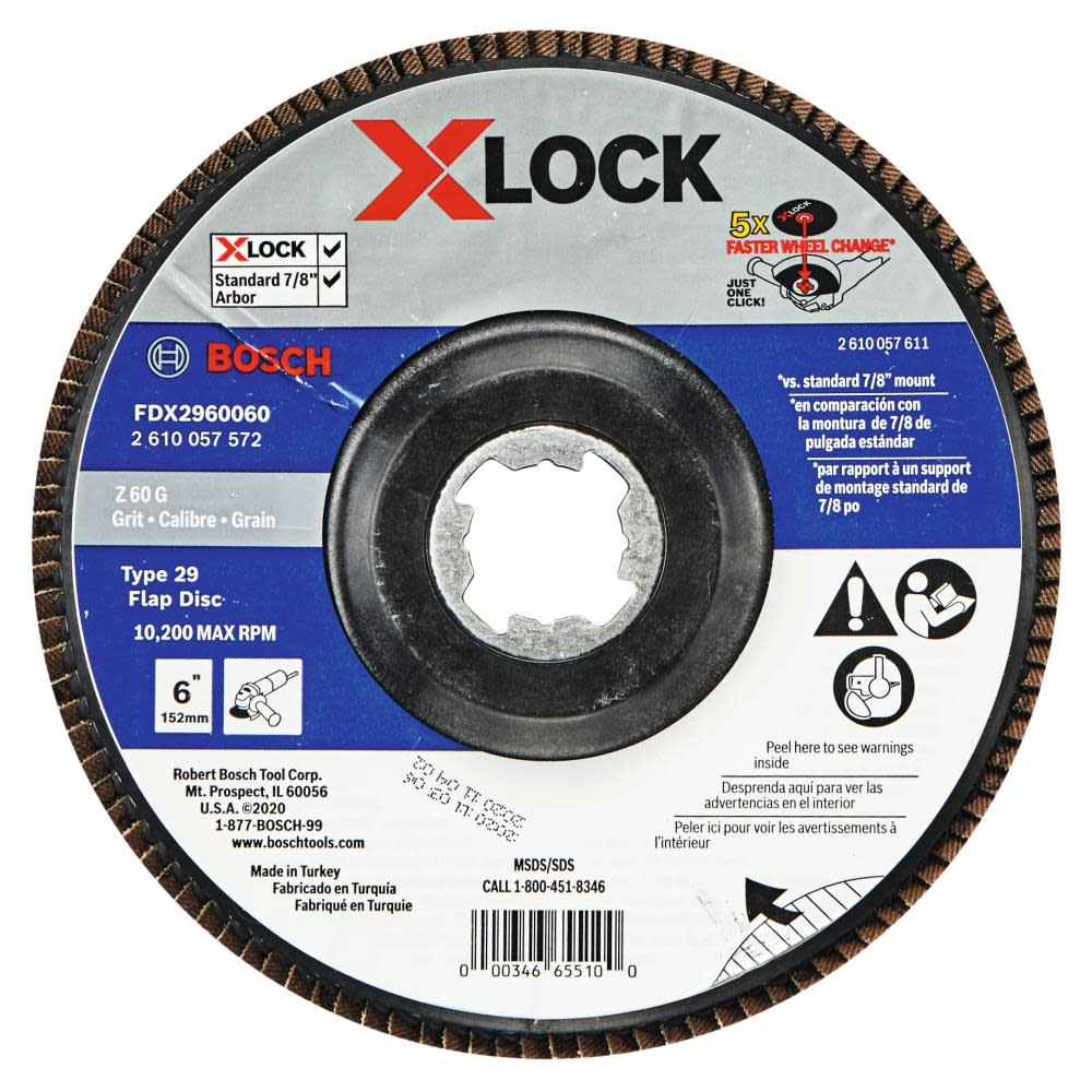 Bosch X LOCK Arbor Type 29 60 Grit Flap Disc 6″ - Flockneti
