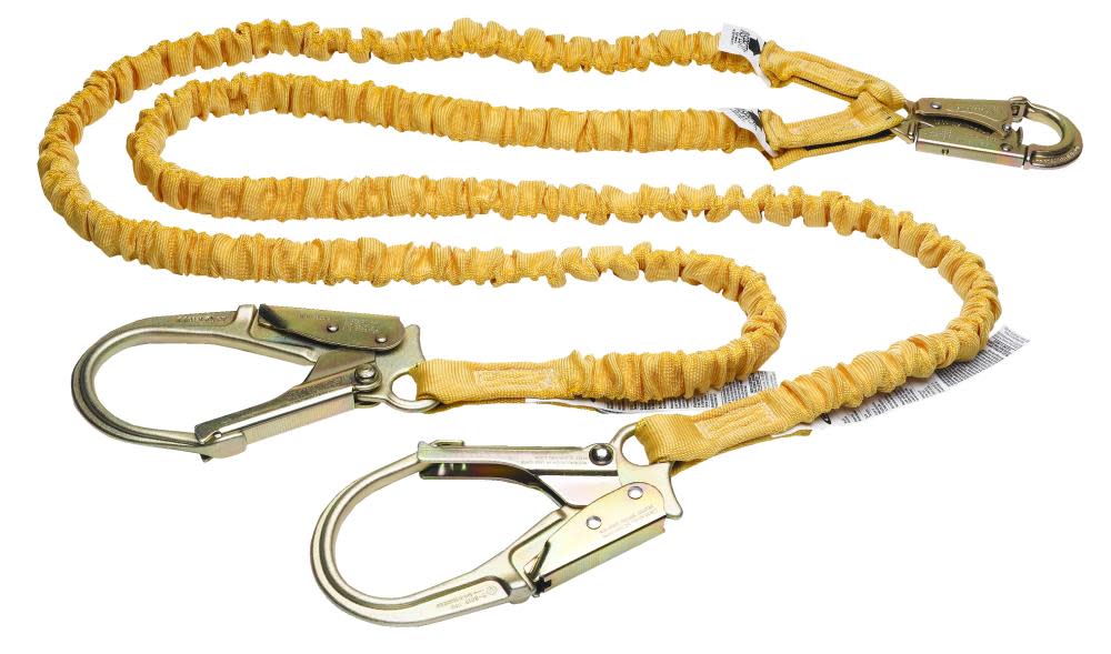 Werner 6ft SoftCoil Twinleg Lanyard (Energy Absorbing inner Core Snap Hook Rebar Hook) Fall Protection Equipment - Flockneti