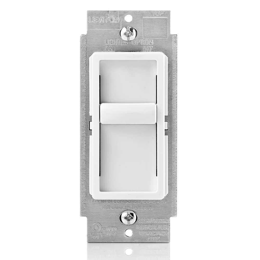 Leviton Dimmer Switch White Incandescent/Halogen 1 Pole Slide - Flockneti