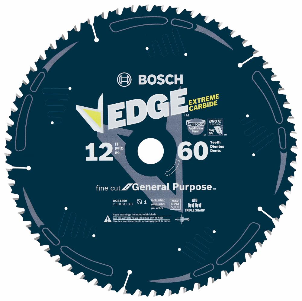 Bosch 12 In. 60 Tooth Edge Circular Saw Blade for Fine Finish - Flockneti