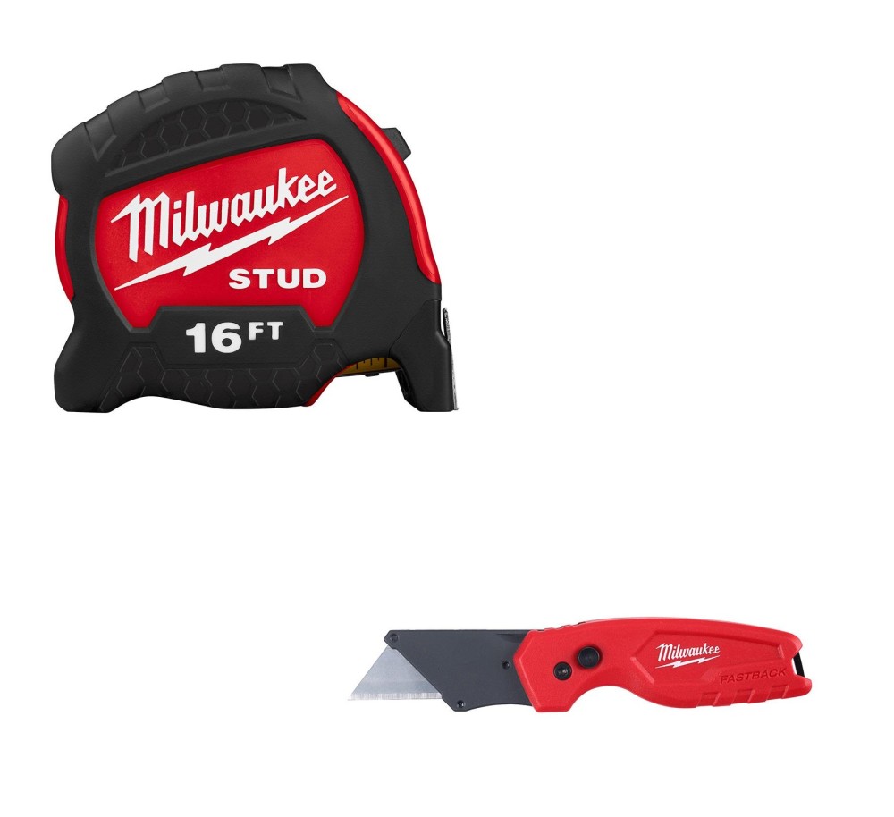 Milwaukee Tape Measure 16′ & Utility Knife Bundle - Flockneti