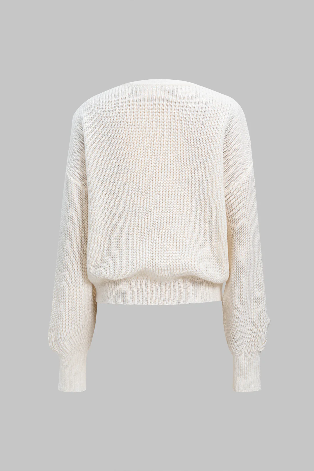 Wool 3D Floral V-Neck Cardigan - Flockneti