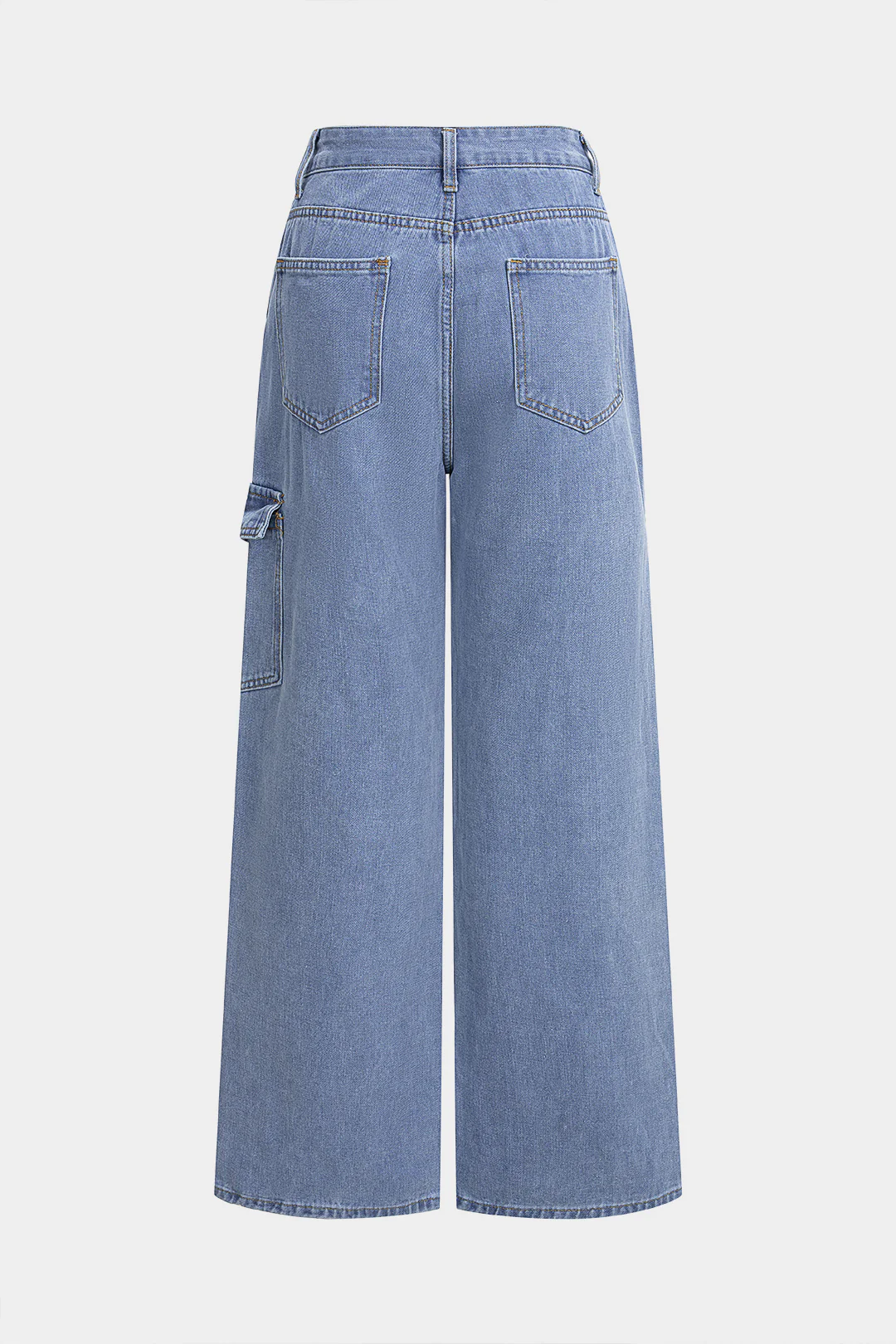 Denim Bow Tie-Up Straight Leg Jeans - Flockneti