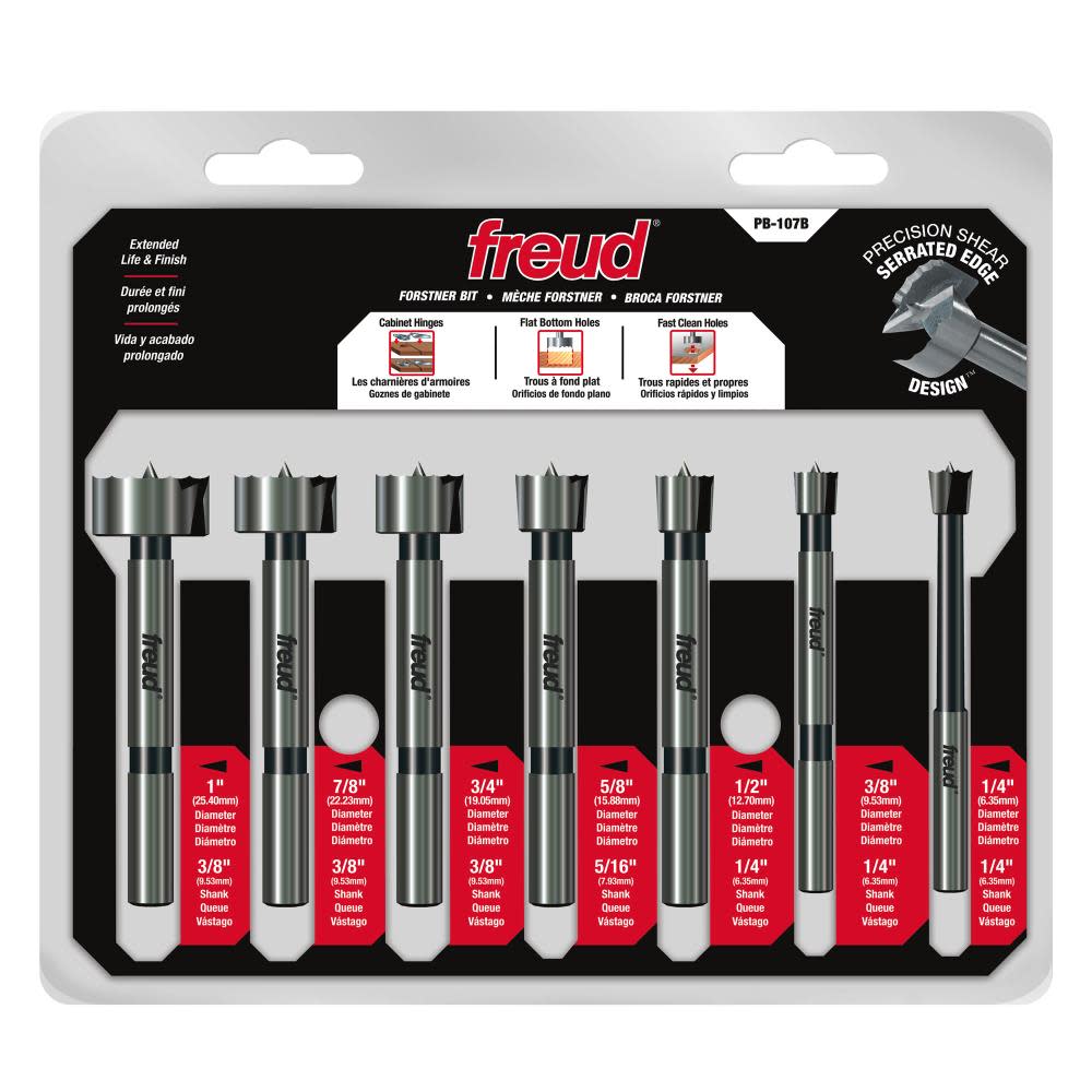 Freud 7 pcs. Precision Shear Serrated Edge Forstner Drill Bit Set 1/4 In. to 1- Inch - Flockneti
