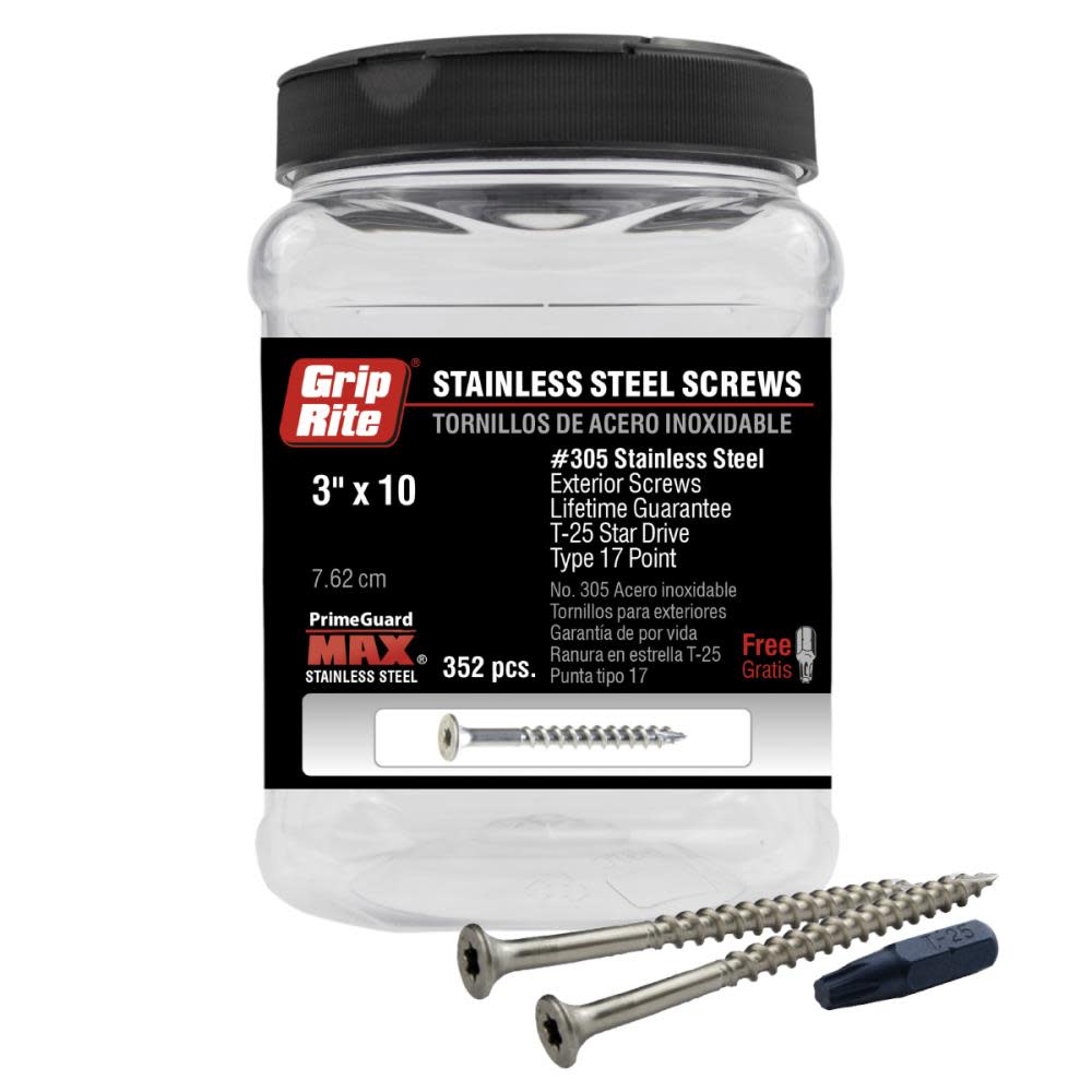 Grip Rite PrimeGuard Max Deck Screws Stainless 3″ Star Drive Head 352 Screws - Flockneti